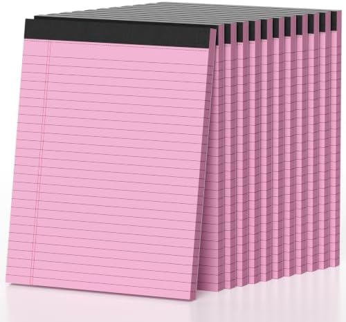 12 Pack Pink Legal Pads 8.5 x 11 Note Pads Wide Ruled Notepads Writing Pad