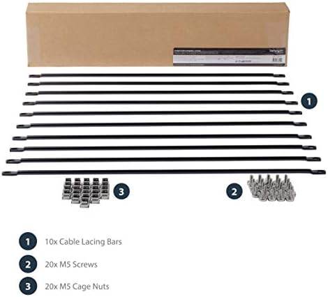StarTech 10-Pack Horizontal Cable Lacing Bar, 19in Rack, TAA (CMLB10)