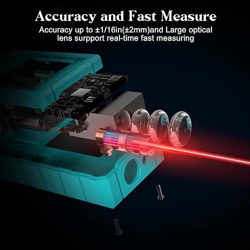 Kiprim LD50E Laser Distance Measure,165ft/50M,Backlit LCD,Ft/M/in Switch