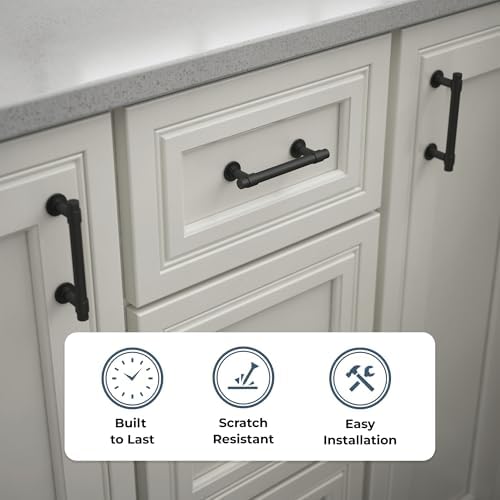Franklin Brass Francisco (5-Pack) Cabinet Handles 3" Hole Center Pulls | Matte Black Hardware Kitchen Door, Drawers, Dressers, Furniture P29520Z-FB-B1