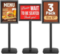 3-Pack Heavy Duty Pedestal Sign Holder Stand 11x17 Inch, Adjustable Floor Standing Sign Holder with Weighted Base, Vertical & Horizontal Menus Signage Stands for Outdoor Advertising, Posters, Black