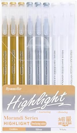 9 Colored Gel Pens Set, 0.6mm Fine Point for Black Paper & White Paper, Pens for Journaling, Adult Coloring Books, Bible, Drawing, Note Taking, Art & Journaling Supplies (White-Gold-Silver)