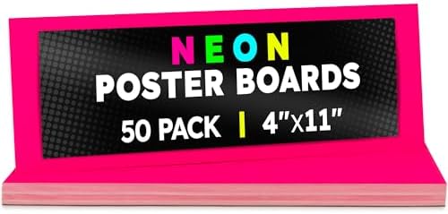 Hygloss Poster Board 4 x 11, 50 Pack Neon Pink, Colored Posterboard