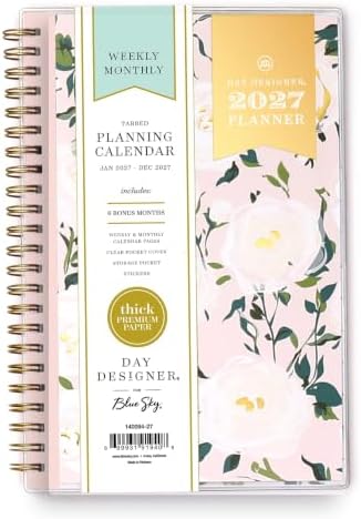 Blue Sky Day Designer 2027 Weekly & Monthly Planner 5"x8", Coming Up Roses