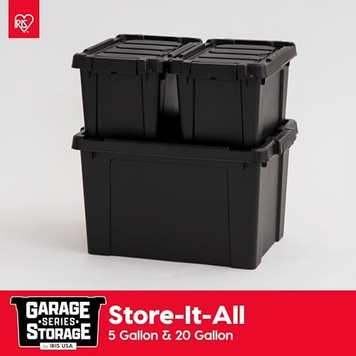 IRIS USA 6-Pack 5 Gal Heavy Duty Lockable Storage Totes with lids, Black