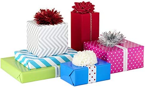 Hallmark All Occasion Wrapping Paper Bundle with Cut Lines on Reverse (Pack of 6; 180 sq. ft. ttl.) Solids, Polka Dots & Stripes for Birthdays, Easter, Mothers Day, Weddings, Baby Showers (5JXW1746)