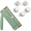 Firbon Morandi A4 Paper Cutter Bundle with 5Pcs White Refill Blades, 12 Inch Paper Trimmer with Side Ruler for Scrapbooking, Craft, Coupon, Label, Cardstock