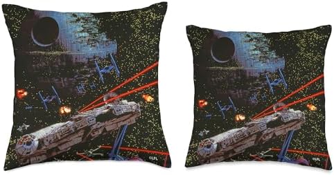 Star Wars Return of the Jedi Death Star II Battle Black Throw Pillow