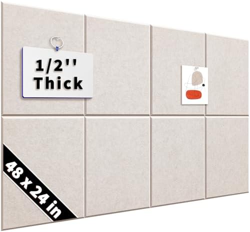 1/2'' Thick Cork-Bulletin Board Felt Wall Tiles Squares 12 x 12 in