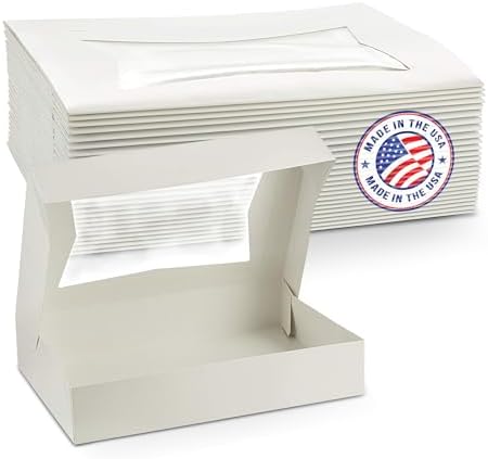 MT Products White Chocolate Covered Strawberry Boxes 12" x 8" x 2.25" - Auto Pop-Up Bakery Boxes with Window (Pack of 15)- Made in USA