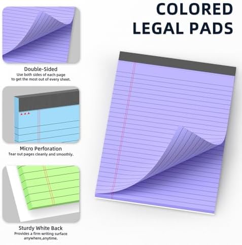Colored Legal Pads 8.5 x 11, 3 Pack Notepads 8.5 x 11 Wide Ruled Note Pads