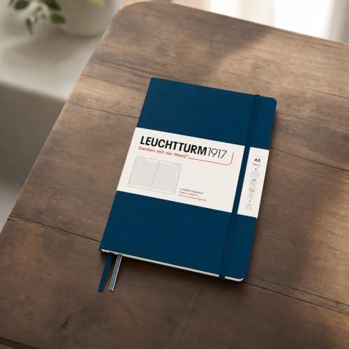 LEUCHTTURM1917 - Notebook Hardcover Medium A5-251 Numbered Pages for Writing and Journaling - Thinking Ahead (Ruled Paper, Deep Sea)