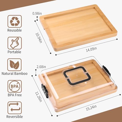 CAWIU Portable Charcuterie Board with Lid, Travel Cheese Board & Snack Tray