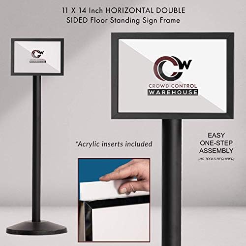 CCW 11 X 14 Horizontal Pedestal Floor Sign Frame, Black Powder-Coated Steel