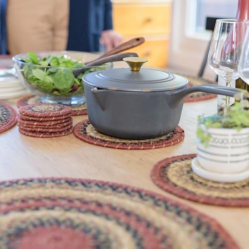 Homespice Highland Braided Trivets Ideal as Pot Holders, Round 8" Set of 6