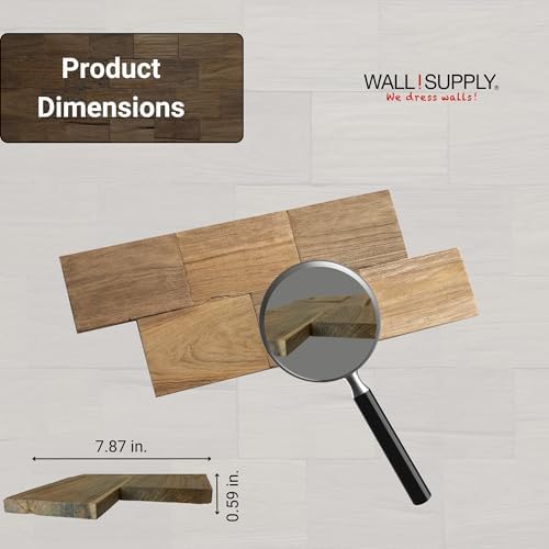 Wall!Supply 3D Wall Panels – Reclaimed Squared Asian Teak Wood – Home Decor Wallpaper Alternative for Living Room, Bedroom & Office – Easy DIY Installation – 10 Pack, Covers 9.68 Sq Ft