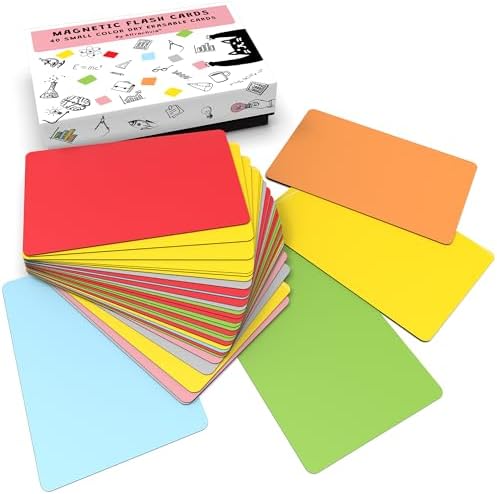 Attractivia Dry Erase Magnetic Labels, 2.8 x 1.8 in, Solid Colors, 40-Pack, Colored Erasable Write-On Labels, for Home, School, Office, Whiteboard