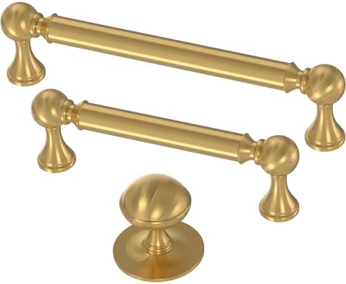 Franklin Brass 10 Pack Modern Gold Cabinet Knobs 1-1/2 inch (38mm) Kitchen Cabinet Handles and Drawer Knobs for Cupboards, Dressers, Furniture, Bathroom Vanity |Classic Farmhouse
