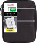 Five Star Zipper Binder, 1 Inch 3-Ring Binder with Round Rings, Carry-All with Pockets and 4-Tab Dividers, 375 Sheet Capacity, Black/Gray (29092IT8)