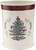 Spode - Waste Basket, Decorative Trash Can, Guest Bathroom Essentials, Holiday Home Decor Christmas Tree Tartan Collection