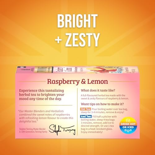 Twinings Raspberry & Lemon Herbal Tea Bags, 20 CT Box (1 Pack)