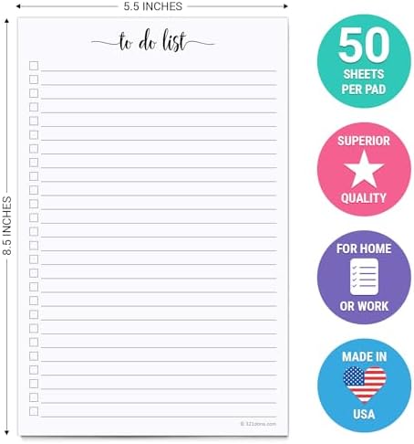 321Done To Do List Notepad, 5.5x8.5 Inches, 50 Sheets, College Ruled