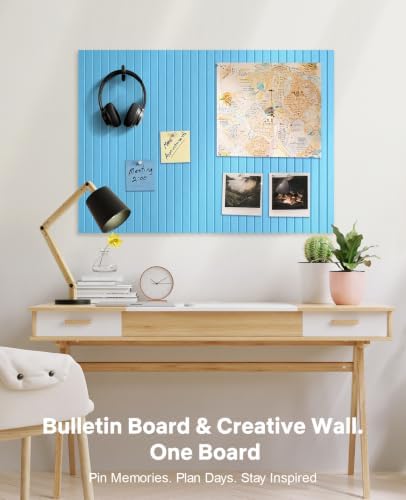 48" x 36" Large Cork Bulletin Board Tiles, Peel and Stick Felt Wall Panels for Vision, Message Center, Picture and Prayer Board for Office, Dorm, Room and Desk Decor(Aqua Blue)