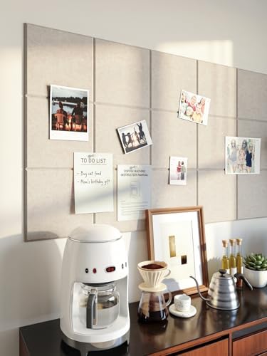Thick Felt Pin Board Tiles 12 Pack, 11.8x11.8 Bulletin Board for Wall