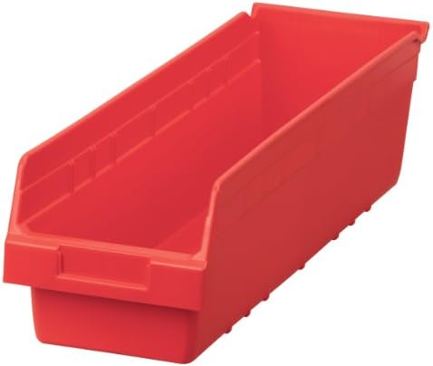 Akro-Mils 30094 Plastic Nesting ShelfMax Storage Bin Box, (24-Inch x 6-Inch x 6-Inch), Red, (10-Pack)