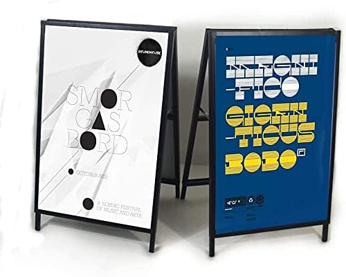 YDisplay A Frame Sign Heavy Duty Sidewalk Sign for Poster Board 24x 36 inches Double-Sided Sandwich Sign,Including 2 Anti-Glare Covers & Corrugated Boards for Indoor Outdoor,Black
