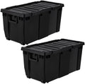 IRIS USA 2-Pack 32 Gal Heavy Duty Rolling Storage Totes with lids, Black