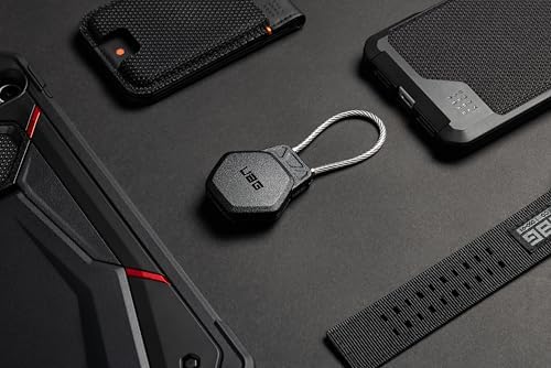 URBAN ARMOR GEAR UAG Designed for AirTag Case - Hard Shell Lock Case AirTag Holder Keychain with Wire Cable for Keys, Luggage & Bags, Anti-Lost Ultra Secure GPS Protective Cover, Civilian Black