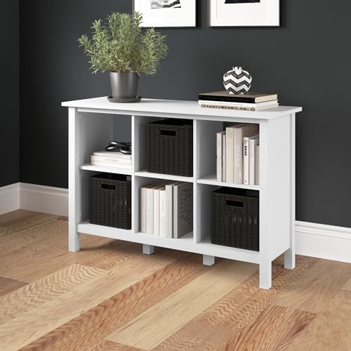 Bush Home Broadview 6 Cube Organizer in Pure White, Home Office Storage Solution, Compact Shelving Unit for Workspace, Multi-Purpose Organizer for Books