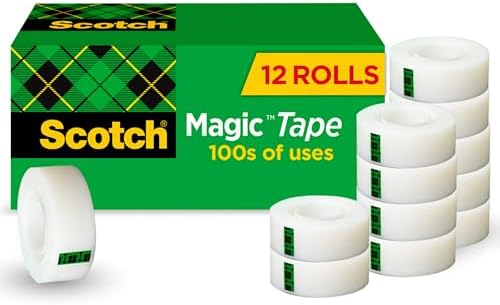 Scotch Magic Tape, Invisible, 12 Rolls