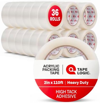 Tape Logic Packing Tape (36-Rolls), 2" x 110 yd - Strong Packaging Tape Refill for Shipping, Moving, Order Fulfillment, Acrylic 2.0 Mil