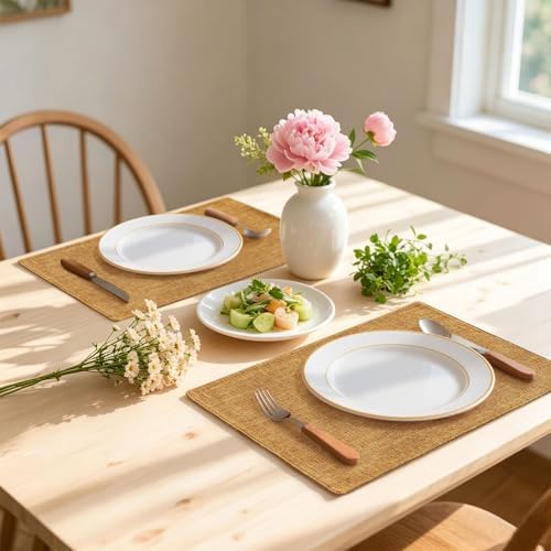 Homaxy Cloths Placemats for Dining Table Set of 6, 13" x 19", Amber
