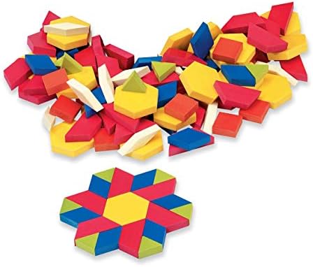 hand2mind Foam Pattern Blocks, Geometric Shapes for Kids, Pattern Play, Toddler Pattern Blocks, Learning Shapes for Kindergarten, 3D Shapes Manipulatives, Sorting Math Blocks (Set of 1,250)