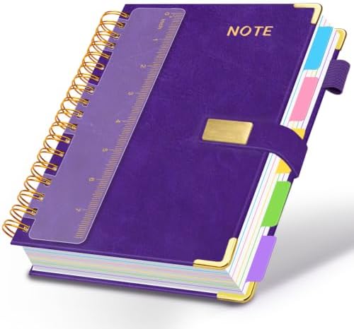 5 Subject Spiral Notebook with Pockets Dividers, 6.2''x8.2'' 300 Pages
