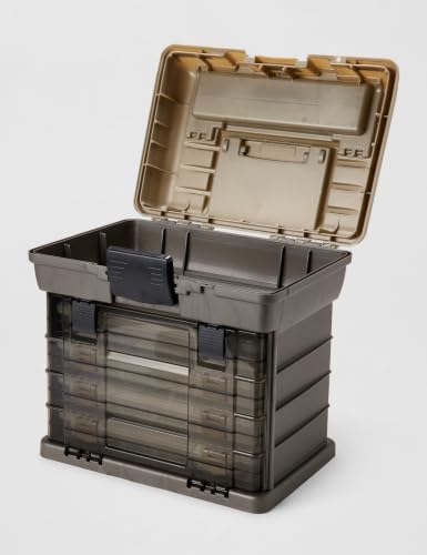Plano Guide Series StowAway 4-By Rack System Tackle Box, Holds 4 3700 Utility Tackle Boxes, Quick-Access Top Storage with DuraView Lid, Durable Construction, Flexible, Adaptable Fishing Box