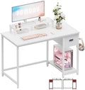 Pamray 39 Inch Small Computer Desk with Monitor Stand and Drawer for Gaming
