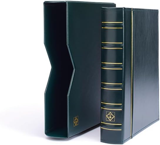 LIGHTHOUSE - Vario Classic Binder - 4-Ring Binder with Padded Leatherette Cover and Slipcase for up to 50 Sheets - Green
