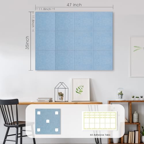 48" x 36" Large Felt Bulletin Board 1/2" Thick, Light Blue