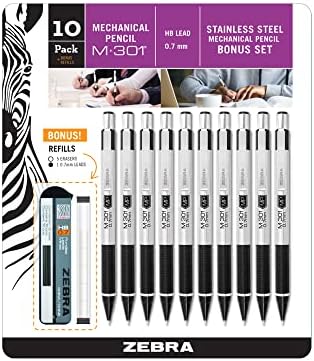 Zebra Pen STEEL M-301 Mechanical Pencil, 0.7mm Medium Point, 10-Pack