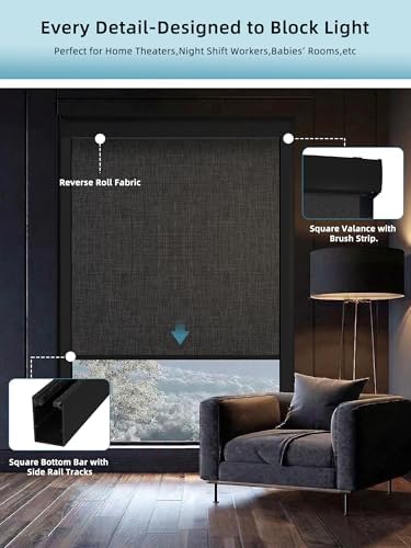 SmartWings Motorized Smart Roller Shades, 100% Blackout Bouvar Medium Grey