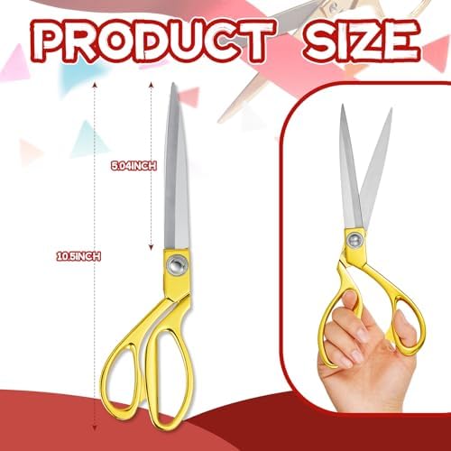 Amylove 1 Pcs 10.5'' Ribbon Cutting Scissors,Style1,Gold