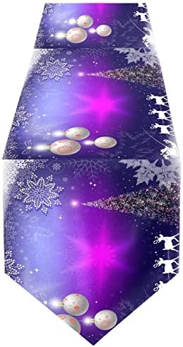 ALAZA Double-Sided Christmas Purple Snowflakes Christmas Tree Santa Claus on Deer Table Runner 18x72 Inches Long,Table Cloth Runner for Wedding Birthday Party Kitchen Dining Home Everyday Decor 28