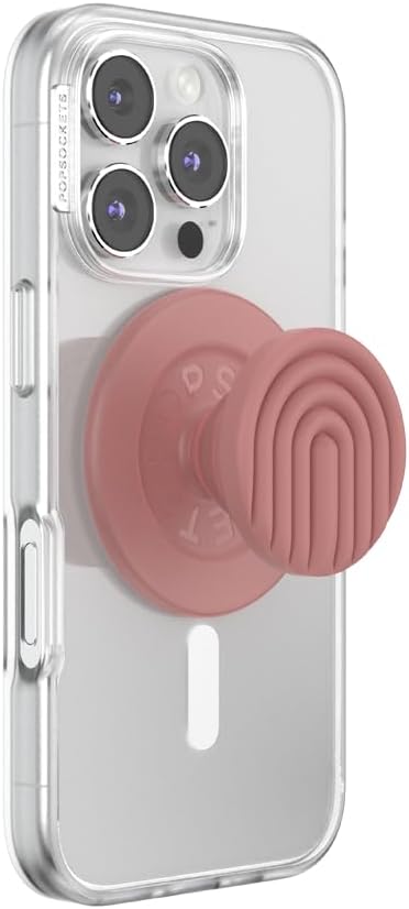PopSockets Phone Grip for MagSafe, Magnetic Holder- Curves Clay | Removable, For Kindle / Android / iPhone, With Magnet, Pink, Electronic Accessories, For iPad/Kindle/iPhone/Android