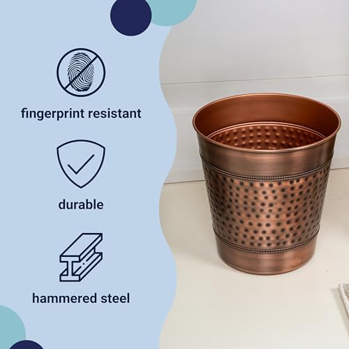 happimess Riley 2 Gal Hammered Steel Bin 10" H, Antique Copper