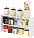 Furinno Helena Kitchen Counter Stackable Organizer Shelf, Set of 2, 23-Inch, Marble White