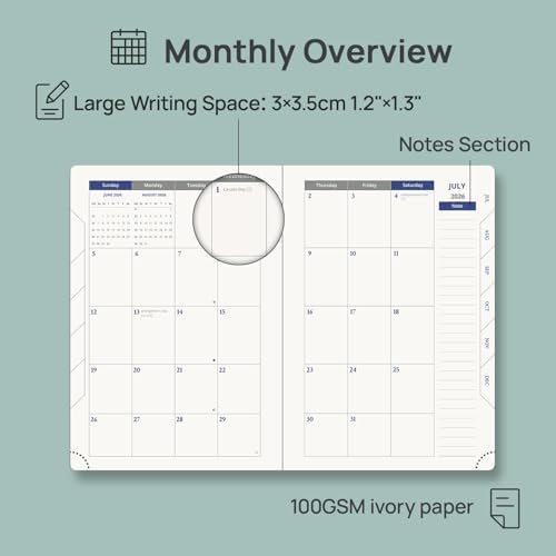 POPRUN Daily Planner 2026-2027 One Page per Day，5.7" x 8.5"Academic Planner
